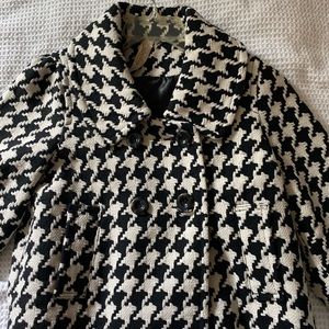 Black & White Houndstooth Double-Breasted Coat